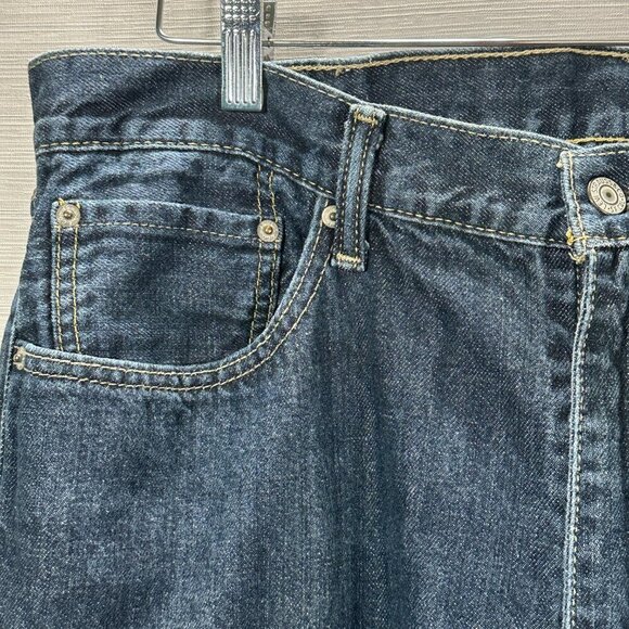 Levis 505 Jeans Mens 38 Dark Wash Cotton 5 Pocket Straight Leg - Picture 4 of 9
